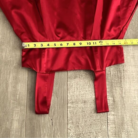 VTG DKNY 90s Bubble Dress Red Silk Scarlet Tank Empire Waist Balloon Pockets 8 - Picture 13 of 16